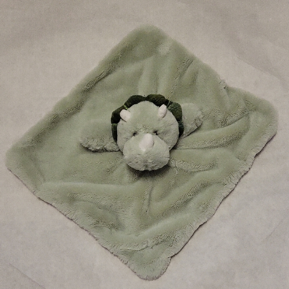 Plush light green dinosaur lovey blanket